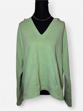 Old Navy Light Green V-Neck Pullover Hoodie